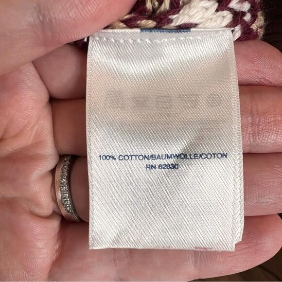 Lands End Womens Size Small Tan Pink Fairisle V Neck Cotton Sweater Holidays - Picture 7 of 11